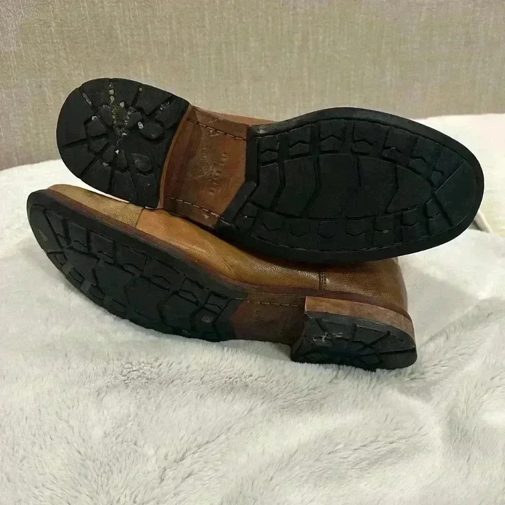 Ted Baker Men's Brown Leather Lace Up Canvas Cap Toe Lug Sole Boots Size 11